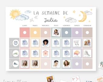 Personalized children's weekly planner, Children's weekly planner with photos, Children's school/nursery calendar, Timetable, Routine chart