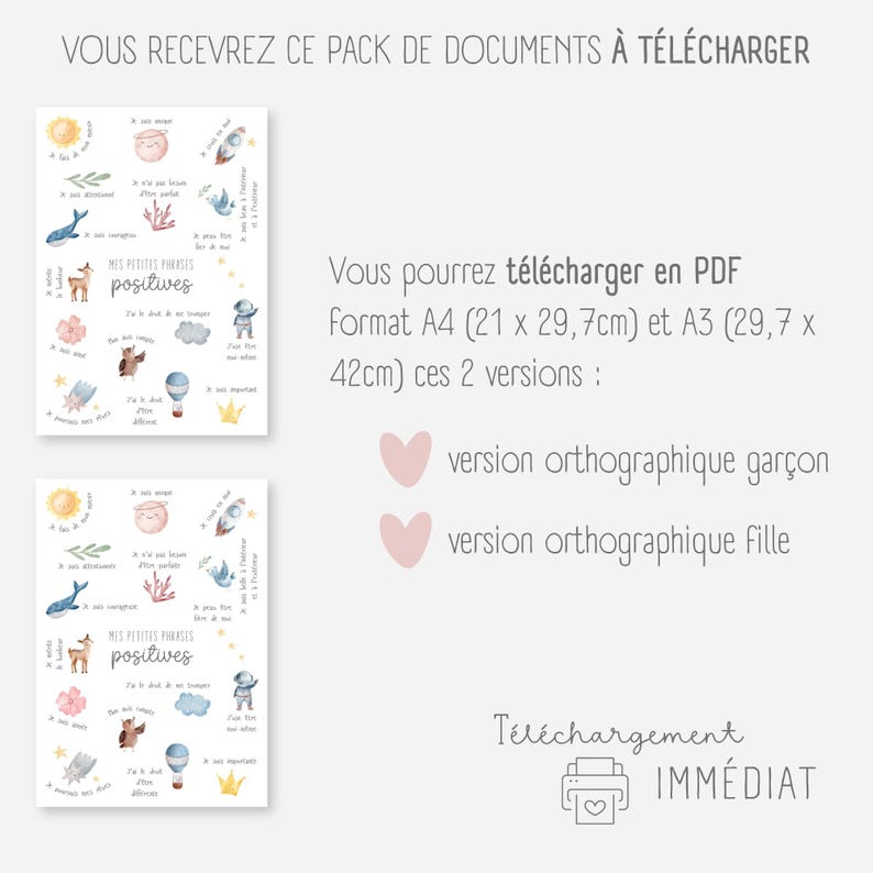 Affiche affirmations positives, Poster phrases positives, Déco chambre enfant, Confiance en soi, Décoration inspirante à imprimer, PDF image 4