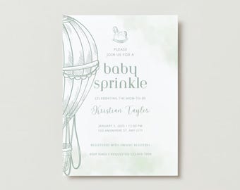 Balloon Rocking Horse Baby Shower Invitation Template (Digital Download)
