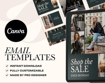 Canva メール マーケティング テンプレート バンドル、ファッション メール テンプレート、ブティック メール ニュースレター、E コマース メール デザイン
