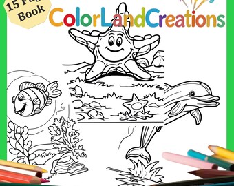 Under the Sea Coloring Book: 15 Ocean Animal Pages (Digital PDF Download)