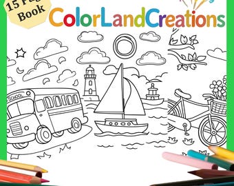 Transportation Coloring Book for Kids: 15 Printable Travel Pages (PDF)