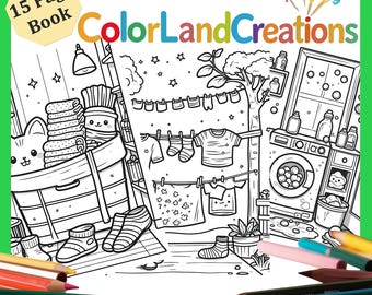Laundry Rooms Coloring Book for Kids – 15 Printable Pages (PDF Download)