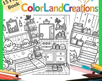 Bathroom Coloring Book for Kids – 15 Adorable and Relaxing Bath Scenes (PDF Download)