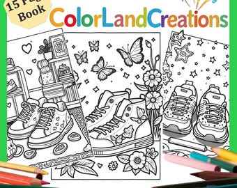 Sneakers Coloring Book for Kids: 15 Fashionable Shoe and footwear Designs (PDF Download)