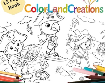 Pirate Adventures Coloring Book: 15 Printable Pages for Kids (PDF)
