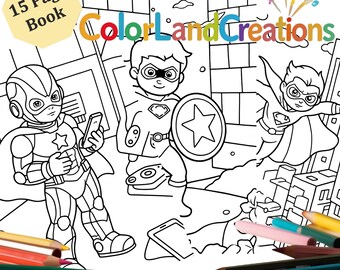 Superhero Coloring Book for Kids: Action Scenes (PDF Download)