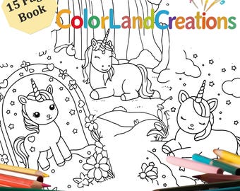 Unicorn Coloring Book for Kids – 15 Fantasy Pages (PDF Download)