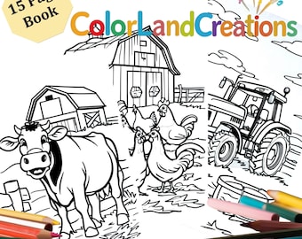 Farm Animals Coloring Book: Cozy Barnyard Fun, 15 Pages (Digital PDF)