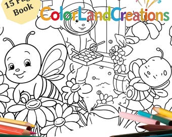 Busy Bees Coloring Book for Kids: 15 Printable Nature Pages (PDF)