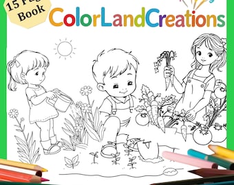 Garden Coloring Book for Kids: 15 Pages of Flowers, Butterflies (PDF Download)