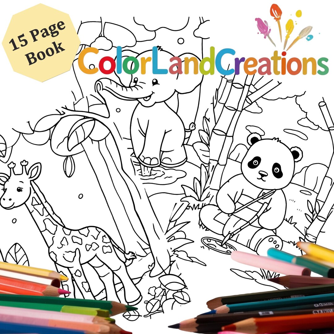 Zoo Animals Coloring Book for Kids: 15 Printable Pages (PDF) - Etsy