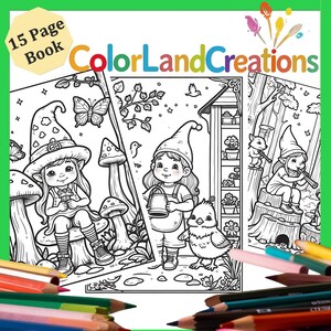 Gnome Girl Adventures Coloring Book for Kids - 15 Printable Pages of Whimsical Gnome Scenes, Forest Fun, and Magical Moments - Download PDF