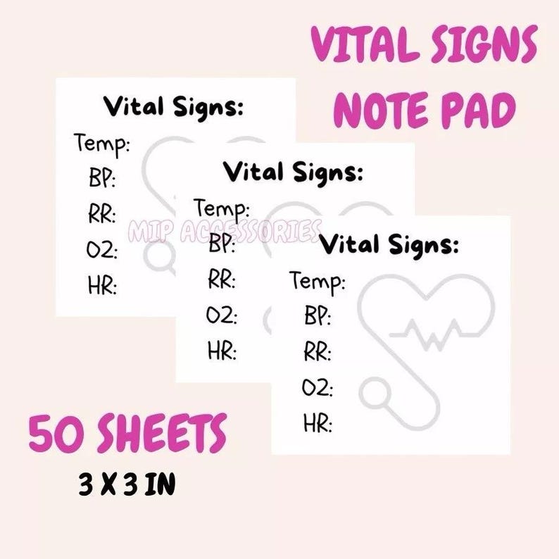 Vital Signs Memo Pads Notepad 50 Sheets 3x3 in for Student and Nurse ...