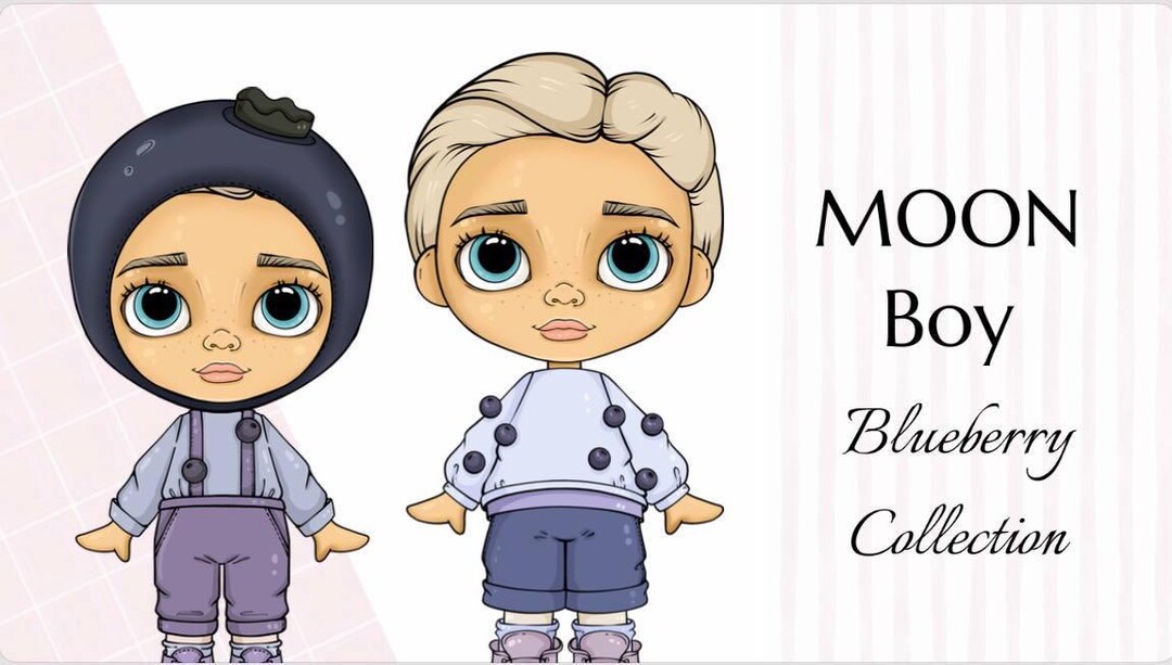 Paper Doll MOON Boy Blueberry Collection Illustration Set Clipart paper-doll-moon-boy-blueberry-collection-illustration-set-clipart