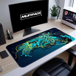Cyberpunk City Mouse Pad – Neon Futuristic Skyline Gaming Desk Mat, Sci-Fi Tech Decor, Night City Gift Idea