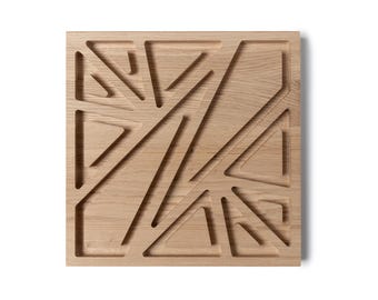 Geometric Oak Wall Panel, Modern 3D Wall Decor