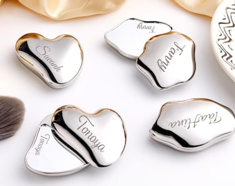 Miroir compact cloud personnalisé avec nom personnalisé | Cadeau de demoiselle d'honneur gravé | Miroir de sac à main de poche pour elle