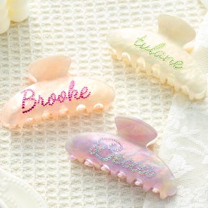 Pinzas para el cabello personalizadas, pinzas grandes para el cabello, pinzas para el cabello con nombre personalizado, accesorios para el cabello para ella, regalos para ella, regalo para mujeres, pinzas para el cabello