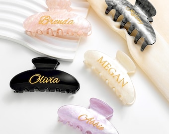 Gepersonaliseerde klauwclip, gegraveerde aangepaste naamklauwclip, aangepast bruiloftshaaraccessoire voor bruidsmeisjes