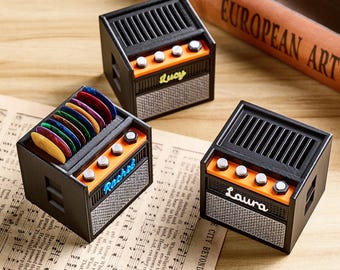 Mini soporte para púas de amplificador de guitarra – Organizador de escritorio para guitarristas, estuche estilo amplificador