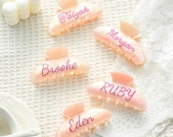 Personalized Name Hair Claw,Elegant Hair Clip,Elegant Wedding Hairpiece for Bridesmaids,Unique Bridesmaid Gift,Personalized Anniversary Gift