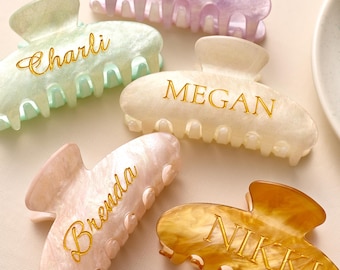 Molletta per capelli personalizzata, fermagli per capelli grandi, fermagli per capelli con nome personalizzato, accessori per capelli per lei, regali per lei, regali per le donne, molletta per capelli