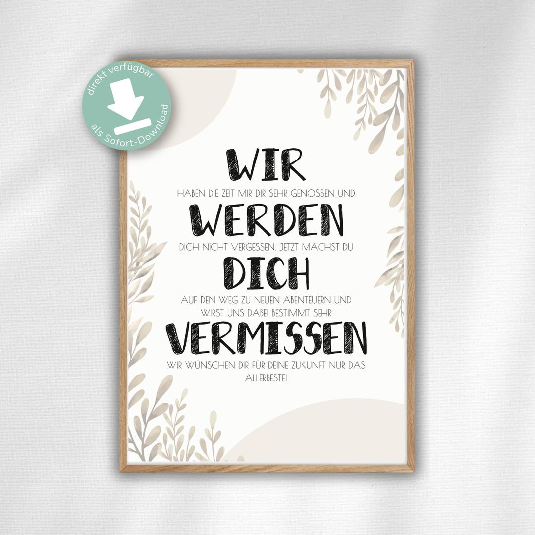 Geschenk zum Abschied Kollegin & Kollege als PDF Vorlage zum Ausdrucken