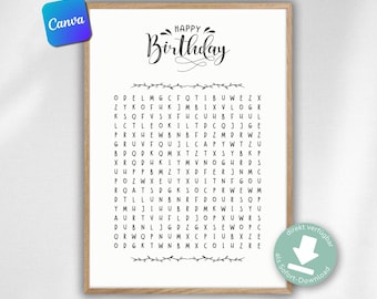 Vale personalizable como crucigrama para cumpleaños, vale regalo DIY creativo de última hora para editar e imprimir