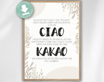 Farewell gift for colleagues as PDF template to print – card job change, card pension, card retirement, card farewell