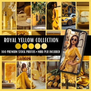 Royal Yellow Collection | 100 Stock Photos MRR PLR | Yellow Aesthetic | Instagram Post Faceless Reel Cover Website Blog Digital Marketing
