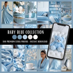Baby Blue Collection | 100 Stock Photos Bundle | Social Media Content Creation Branding Website