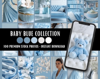 Baby Blue Collection | 100 Stock Photos Bundle | Social Media Content Creation Branding Website