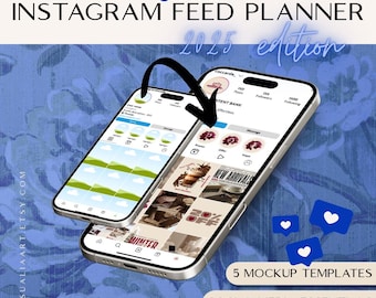 Social Media Essentials | Instagram Feed Planner | 5 Canva Editable Mockup Templates | 2025 Edition