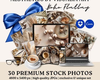 Aesthetics by Visualia Art | BOHO FLATLAY | 30 Stock Photos For Social Media Branding Website