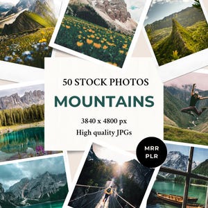 Mountains Stock Photos MRR PLR | Nature Aesthetic | Instagram Post Faceless Reel Cover Website Blog Digital Marketing