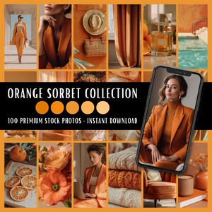 Orange Sorbet Collection | 100 Stock Photos Bundle | Social Media Content Creation Branding Website
