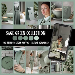 セージグリーンコレクション | 100枚のストックフォトバンドル | ソーシャルメディアコンテンツ作成ブランディングウェブサイト