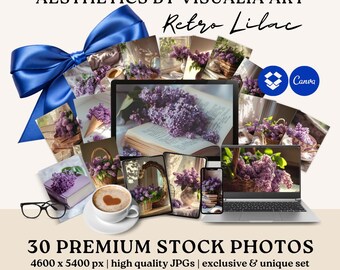 Aesthetics by Visualia Art | RETRO LILAC | 30 Stock Photos For Social Media Branding Website