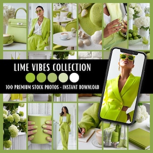 Lime Vibes Collection | 100 Stock Photos Bundle | Social Media Content Creation Branding Website