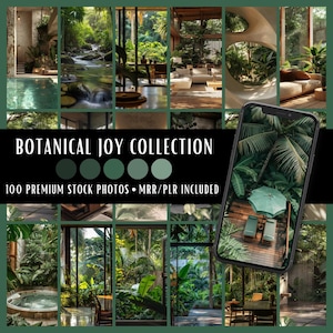 Botanical Joy Collection | 100 Stock Photos MRR PLR | Green Aesthetics | Instagram Post Faceless Reel Cover Website Blog Digital Marketing