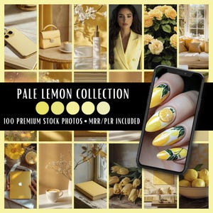Pale Lemon Collection | 100 Stock Photos MRR PLR | LightYellow Aesthetic | Instagram Post Faceless Reel Cover Website Blog Digital Marketing