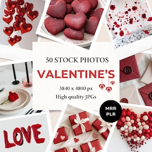 Valentine&#39;s Day Stock Photos MRR PLR | Red Aesthetic Celebration | Instagram Post Faceless Reel Cover Website Blog Digital Marketing