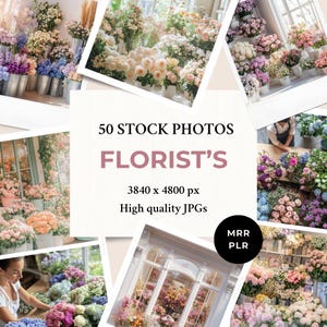 Florist&#39;s Stock Photos MRR PLR | Pastel Flowers Aesthetics | Instagram Post Faceless Reel Cover Website Blog Digital Marketing