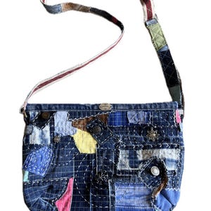 Denim Crossbody Bag handmade | Upcycling Jeans Umhängetasche | Patchwork Boho Tasche Unikat