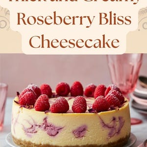 Thick and Creamy Roseberry Bliss Cheesecake Recipe, Dessert Delight, Baking Guide, Homemade Sweets, Gift for Baker, Mother&#39;s Day Cheesecake