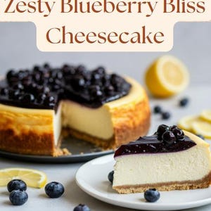 Blueberry Bliss Cheesecake Recipe, Blueberry Lemon Cheesecake Recipe, Delicious Cheesecake, Baking Recipe, Homemade Cheesecake, Dessert PDF