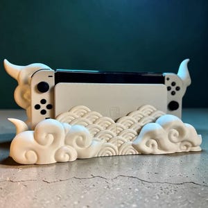 Nintendo Switch Ständer Wolken Design | Switch OLED & Switch 2 Halterung | Gaming Setup Deko | Konsolenhalter | Japandi Deko | 3D Druck Deko
