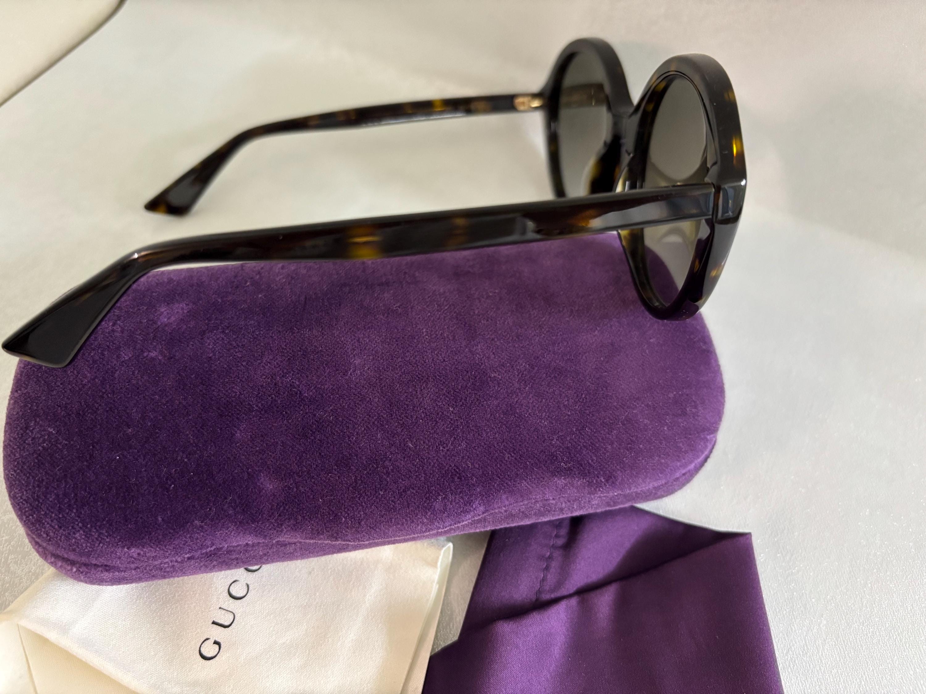 Gucci GG0023S Round Havana Frame Sunglasses Gucci Round Frame Acetate Sunglasses Shiny Metalic Havana  main image 3