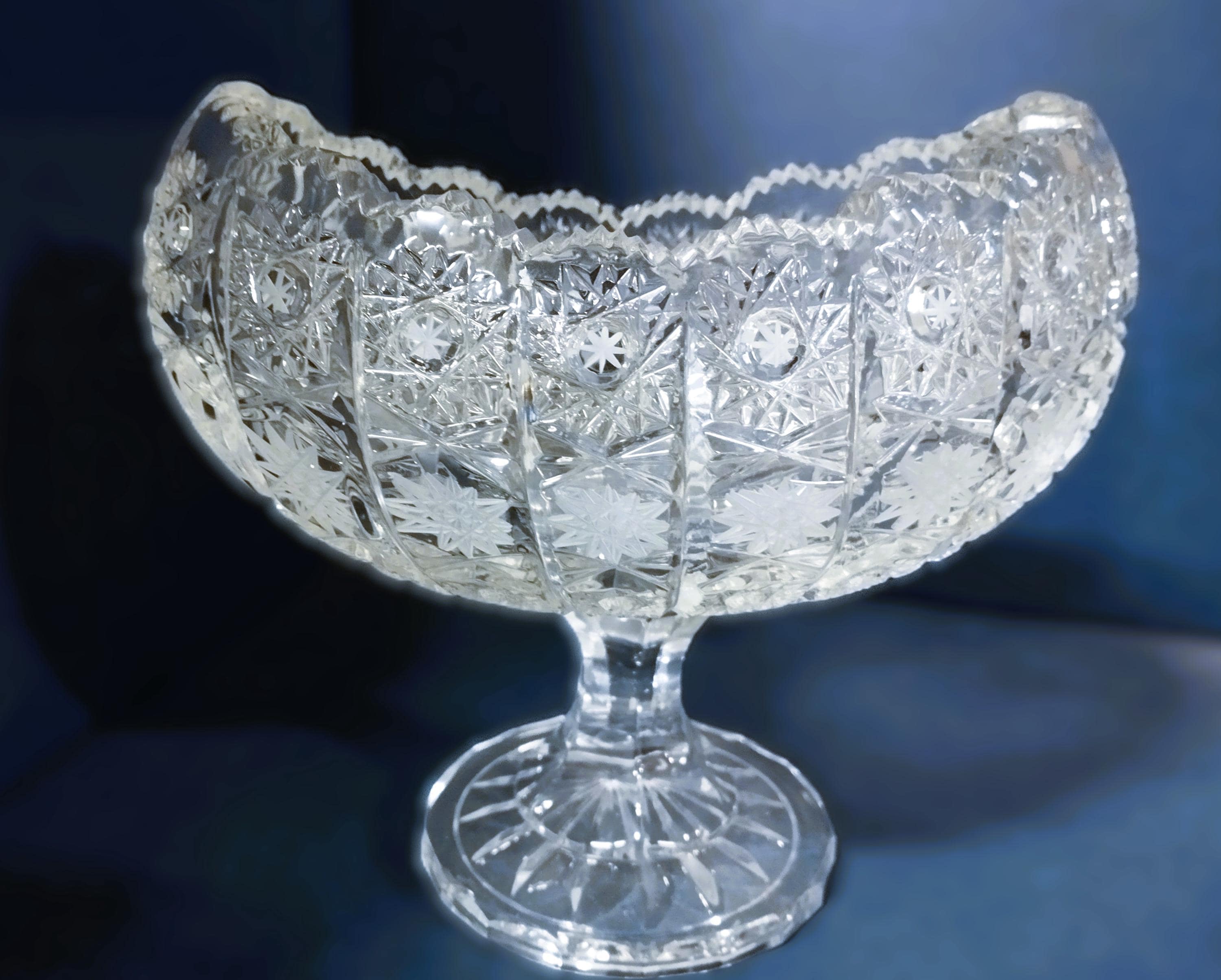 Czech Cut Crystal Bowl 21cm With Glass Leg - Etsy